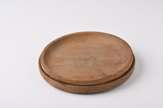Carob wood serving plate, 20 cm