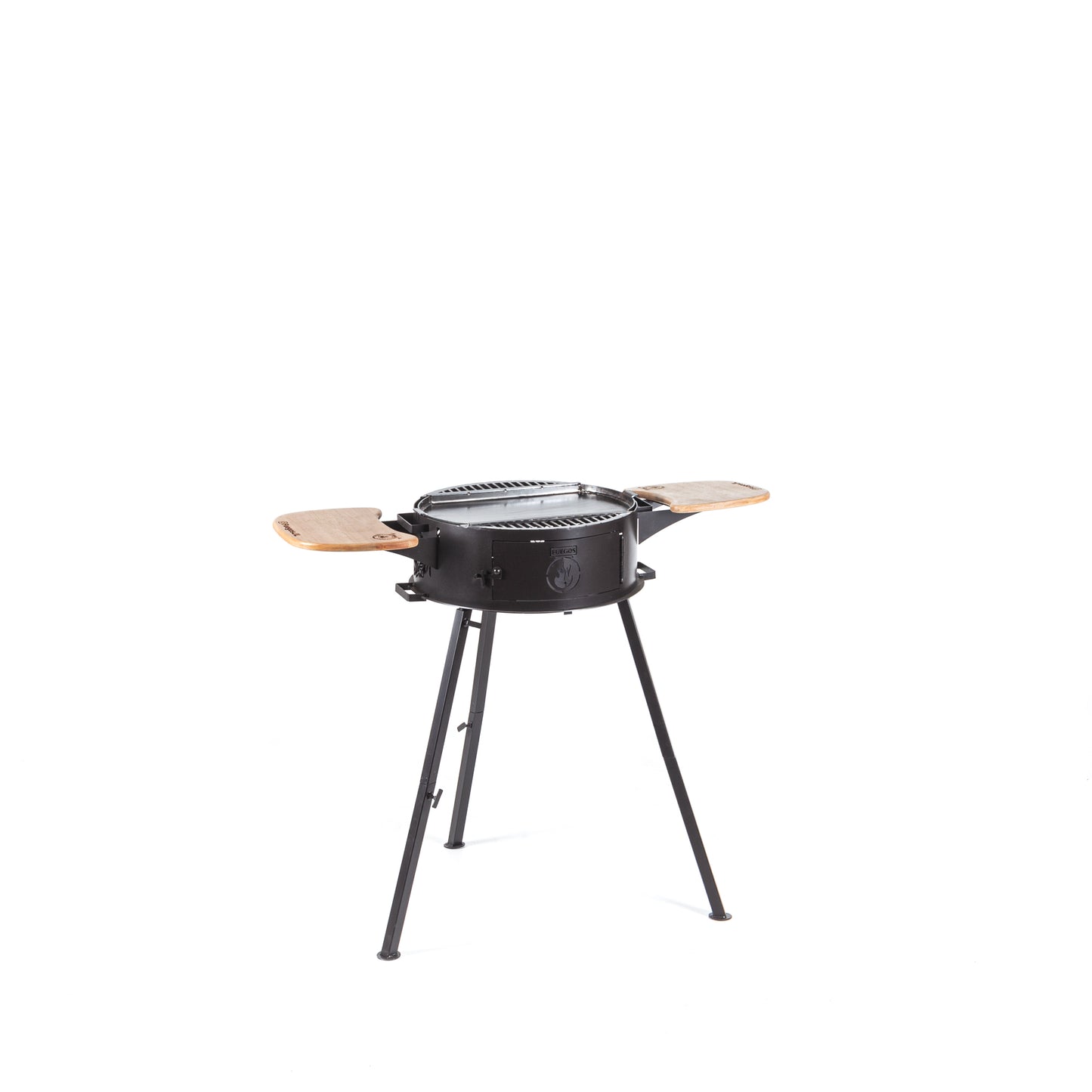 Ivar 2.0 portable grill with the cooking grate in place and the dual wood surfaces