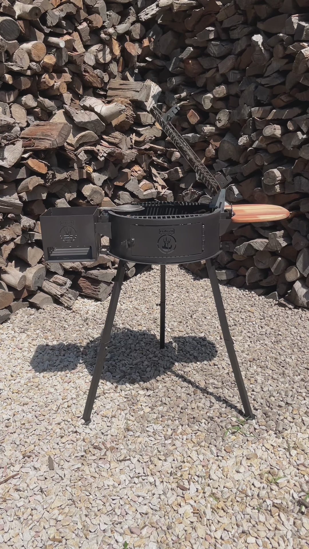 Ivar 2.0 portable grill: the ember box door, the lift-out grate, a cast iron pan and the side ember basket